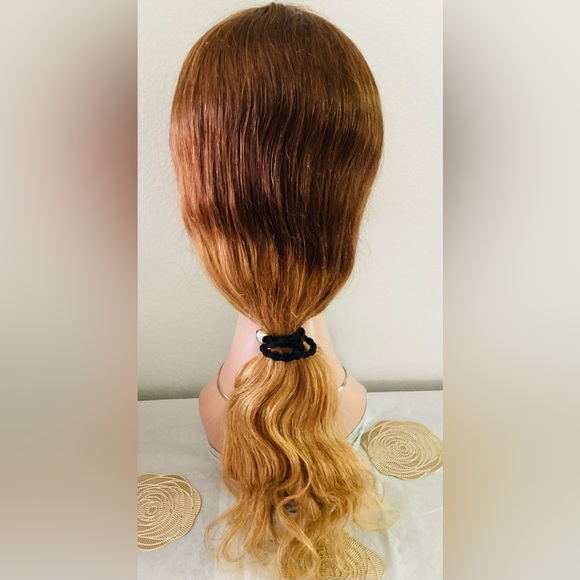 Pre-owned Beautiful Two-Tone 180 Density Highlight Wave Human Hair 13x1 Lace Wig - Picture 6 of 8